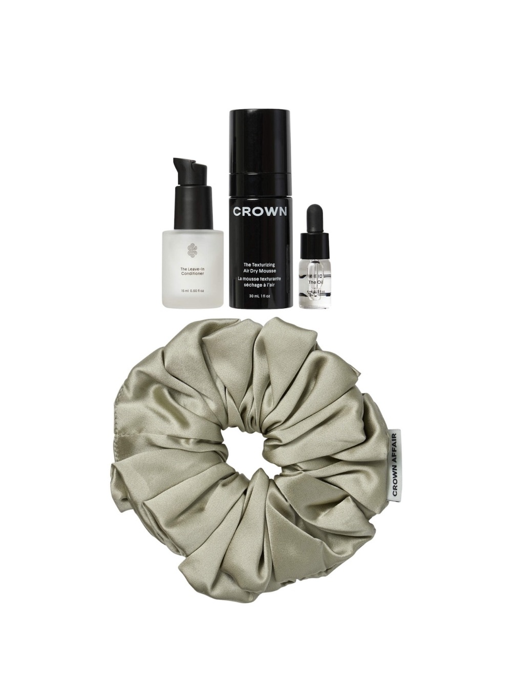 Crown Affair The Hydration and Texture Set with Sage Silk Scrunchie